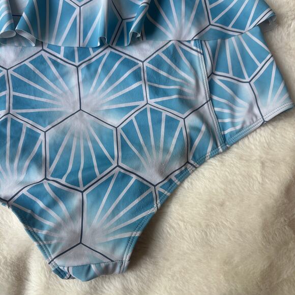 Kortni Jeane Blue Tile Peplum Swim Bikini Bottoms XL Extra Large - Picture 4 of 8